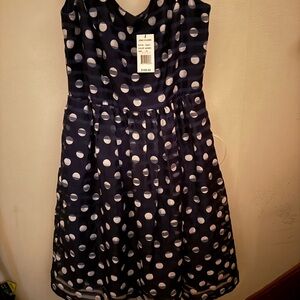 Ronni Nicole Navy and White Polka Dot Dress